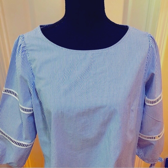 Talbots Blue & White Popover Size LP - Picture 2 of 10